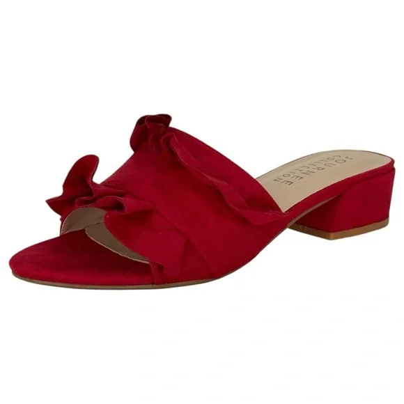 Journee Collection Sabica Red Microfiber Womens Sandals Size 6M - Picture 2 of 13